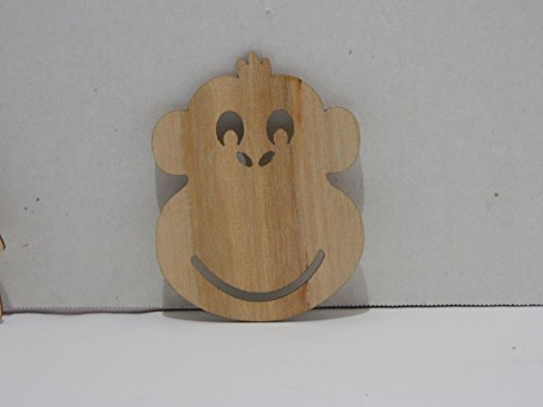 Package of 12 Unfinished Wood Cutouts for Painting and Crafting (Wood Burn Edges Monkey Face) MJ's Crafts & More