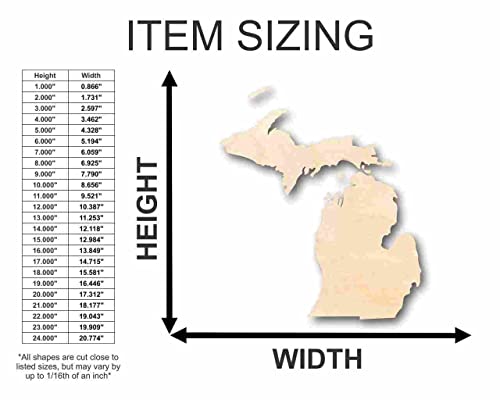 Unfinished Wood Michigan Shape (2 Pieces) - State - Craft - up to 24" DIY 24" / 1/4" 24 Hour Crafts