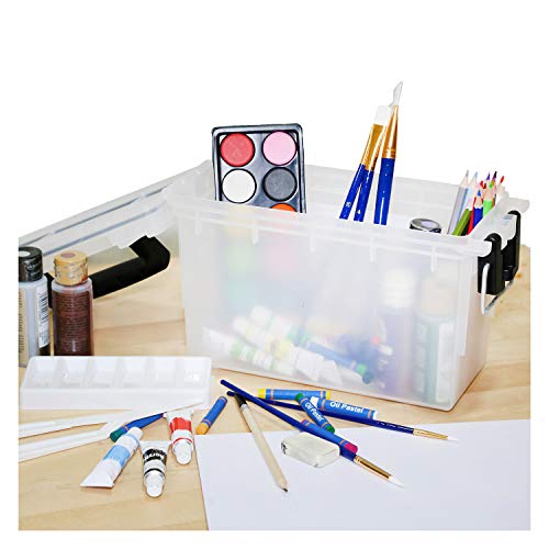 Logix 12535 Stackable Craft Storage Box with Handle, Locking Art Supply , Plastic Containers with Lids, Craft Organizer , Frost Logix