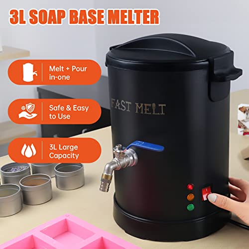 FAST MELT 3L Soap Base Melter - Soap Making Kit with Constant Temperature Control Melter, Quick Pour Spout, Ideal for Homemade Soap Business Fast FAST MELT