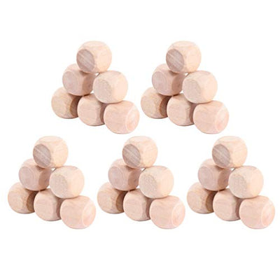 Wooden Dice 100pcs Wooden Cubes Unfinished Wooden Dice Wooden Six- sided Blank Dices Six Sides Blank Square Blocks Small Wooden Blocks DIY Craft