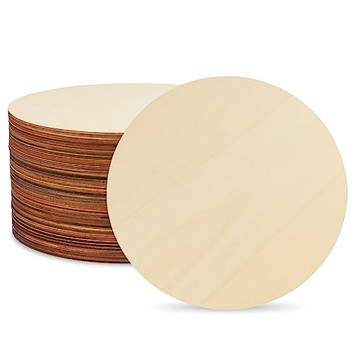 40 PCS 7.9 Inch Wood Circles, Thickness 2.5 mm Unfinished Wood Circles, Plywood Circles, Craft Unfinished Wood Discs for DIY Crafts, Door Hanger, GNIEMCKIN