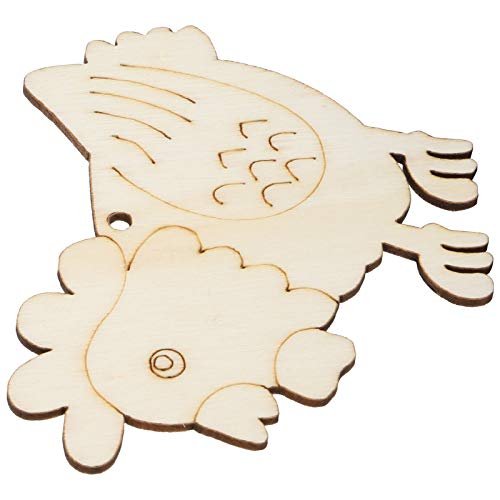 20 Set 3.1×3.1in Wooden Easter Christmas Ornaments with Hemp Ropes, Unfinished Wooden Hens Chicken Hanging Ornament DIY Crafts for Hand-Painted, Tissting