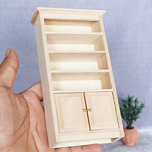 Toyvian 1 12 Dollhouse Furniture Wooden Dollhouse Bookshelf Cabinet Dollhouse Miniature Furniture DIY Dollhouse Accessories Unfinished Dollhouse Toyvian