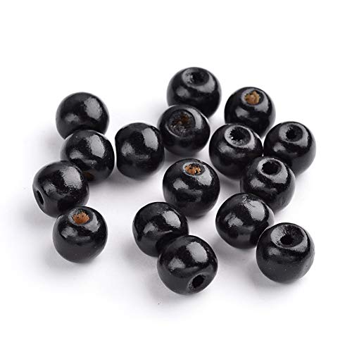 Craftdady 100Pcs Natural Round Wood Ball Spacer Beads 12mm Black Color Round Wood Charm Loose Beads for DIY Jewelry Craft Making with 3mm Hole Craftdady