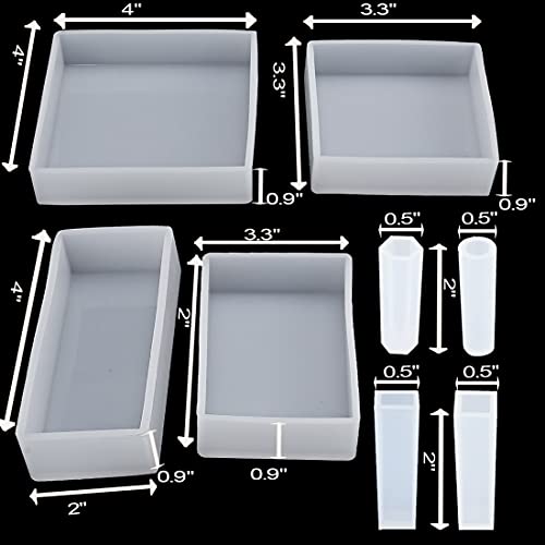 8PCS Resin Molds Silicone Kit,Epoxy Resin Casting Molds Square Pendant Molds,Epoxy Molds for Resin Jewelry, Paperweight, Diorama,Dried Flower Leaf, F FYJS