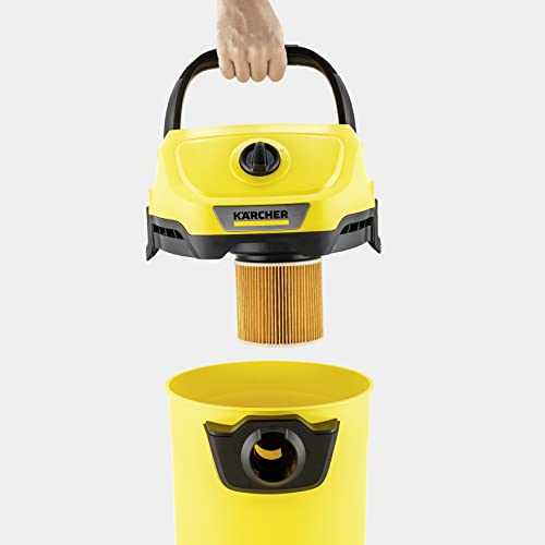 Kärcher - WD 3 Multi-Purpose Wet-Dry Shop Vacuum Cleaner - 4.5 Gallon - With Attachments – Blower Feature, Compact Space-Saving Design - 1000W,Yellow Karcher