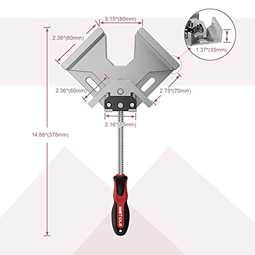 WETOLS Corner Clamp 2pcs 90 Degree Right Angle Clamp with Adjustable Aluminum Alloy Swing Jaw, Single Handle Clamps for Woodworking, Photo Framing, WETOLS