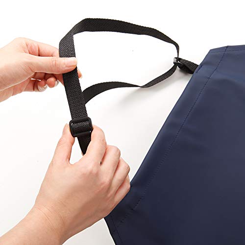 Waterproof Rubber Vinyl Apron W/ 2 Pockets - Lab Apron for DishWashing,Grooming Blue VWELL
