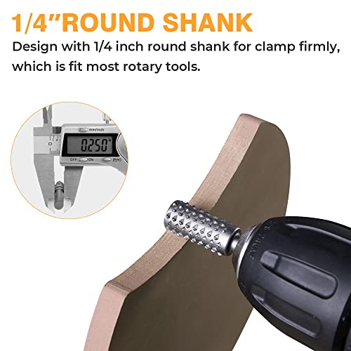 Hoteche Rotary Burr Set 5-Piece 1/4" Shank Carving Engraving Drill Bits Universal Fitment Rotary Tool Rasp Bits for Wood and Plastic Fit with Dremel, Hoteche