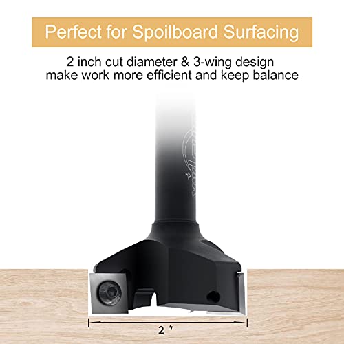 CNC Spoilboard Surfacing Router Bit, 1/2" Shank 2" Cutting Diameter, Insert Carbide Slab Flattening Router Bit Planing Bit Wood Planer Bit by BINSTAK BINSTAK