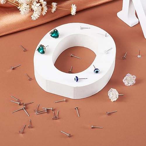 Craftdady 500Pcs Stainless Steel Earring Posts 4mm Flat Pad Blank Tray Stud Earrings for Earring Jewelry Making Craftdady