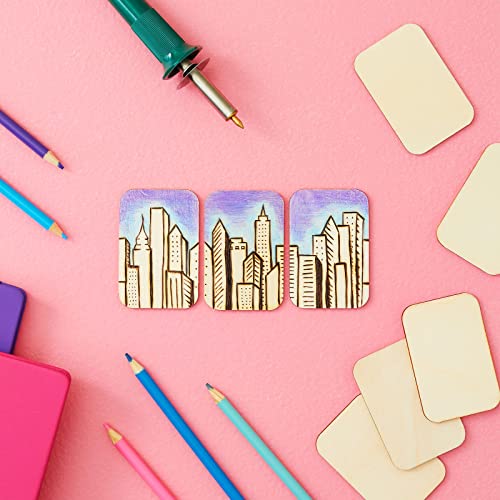 60 Pack Unfinished Wood Cutouts for Crafts, Rectangle Wooden Slices for DIY Projects (2 x 3 in) Bright Creations