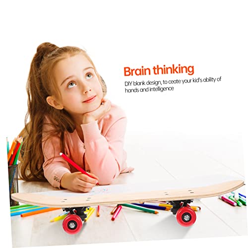 Happyyami 1pc Hand Drawn Skateboard Wood Skateboard Painting Skateboard Whale Cutout Unfinished Skateboard Deck Kids Toy DIY Skate Deck Children's Happyyami