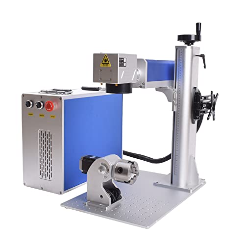 50W Fiber Laser Engraver JPT Raycus QB MAX 30W 50W Fiber Marking Machine with 80mm Rotary Axis Metal Laser Engraving Machine with Red Dot Pointer Ovsuqu