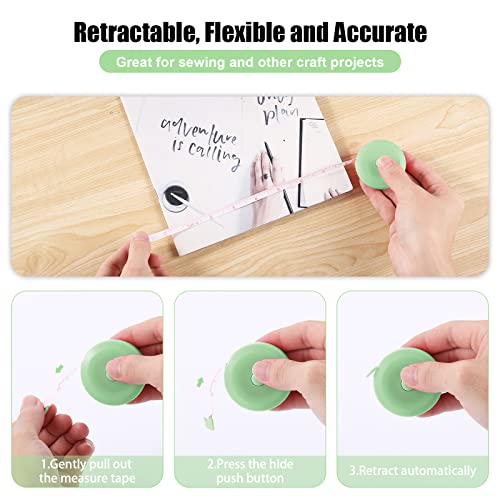 Measuring Tape Retractable, 60 Inch Soft Fabric Tape Measure for Body, Push Button Sewing Measurement Tape for Cloth Waist(12 Pack) BUSHIBU