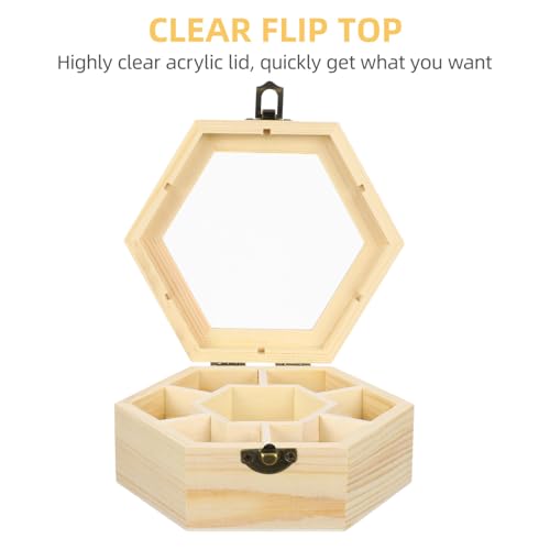MAGICLULU 1pc Wooden Hexagonal Jewelry Box Unfinished Hexagonal Wooden Craft Box Hexagonal Wooden Storage Box for Ring Bracelet Necklace Earrings MAGICLULU