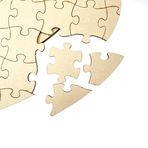 3 Pack Blank Wooden Heart Shaped Jigsaw Puzzle 11.2x8.4 Inch Unfinished Wooden Puzzle Board Wooden Heart Shaped Canvas for DIY Cregugua