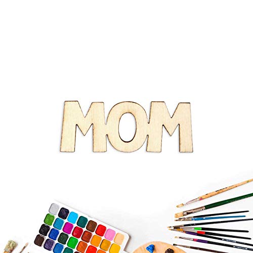 30 Pcs Little MOM Wood Crafts DIY Cutout Wooden Slices Embellishments Gift Unfinished Wood Ornaments for Happy Mothet's Day Mom's Birthday Party Creaides