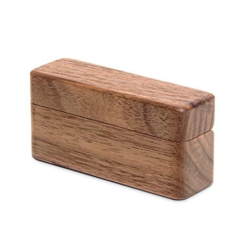 Wislist Ring Bearer Box for Wedding Ceremony Blank DIY Engraved Wooden Ring Holder for 2 Rings (Walnut Wood) Wislist