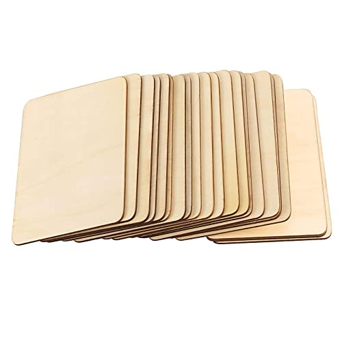 HAKZEON 100 Pieces 4 x 6 Inches Wood Rectangle, 0.1 inch Thick Unfinished Wood Pieces Blank Wooden Tiles with Rounded Corners for DIY Painting, Art HAKZEON