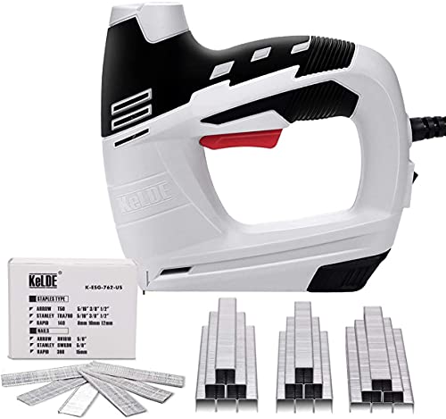 KeLDE Electric Staple/Nail Gun Kit, Braid Nailer, 120V Corded Power Stapler Set, Includes 900pcs T50 Staples and 300pcs 15mm Nails KeLDE