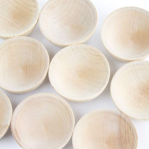 Chica and Jo Set of 50 Small Unfinished Wooden Bowls - Pinch Bowls, Condiment Cups, Salt Cellars (50) Chica and Jo
