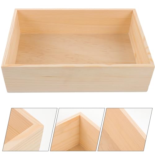 ABOOFAN Wooden Jewelry Tray, Jewelry Drawer Organizer 11x7inch Pine Wood Display Dish Unfinished Wood Trinkets Plate Small Rectangle Earring Holder ABOOFAN