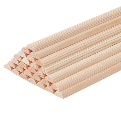 OLYCRAFT 30Pcs 5.9 Inch Wooden Dowel Rods 7x3.5mm Half Round Dowel Rods Unfinished Wood Craft Sticks Arch Wood Dowel Rods Half Round Craft Sticks for