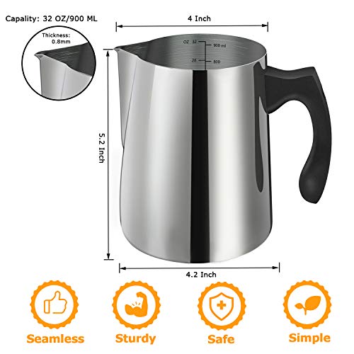 Candle Making Pouring Pot, 32oz Double Boiler Wax Melting Pot, 304 Stainless Steel Candle Making Pitcher with Heat-Resistant Handle and Dripless BBAXI
