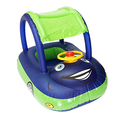 QIAONIUNIU Baby Pool Float with Canopy Summer Steering Wheel Sunshade Swim Ring Car Inflatable Toys Infants Float Seat Boat for Kids Toddlers QIAONIUNIU