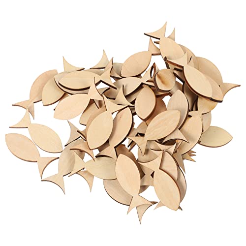 COHEALI 100pcs Unfinished Wooden Fish Cutout Shapes Blank Wood Animal Slices for DIY Arts Crafts Painting Summer Ocean Sea Theme Party Decorations COHEALI