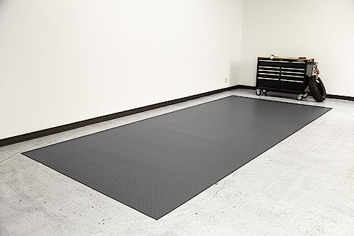 G-Floor Lite Diamond Tread Pattern Slate Grey Vinyl Rollout Garage Flooring Protector Mat for The Garage and Beyond - 7'6" x 14' Size G-Floor