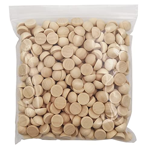INSPIRELLE 15mm Unfinished Half Round Wooden Beads 350pcs Split Natural Round Wood Balls for Crafts and Christmas Home Party Decorative INSPIRELLE