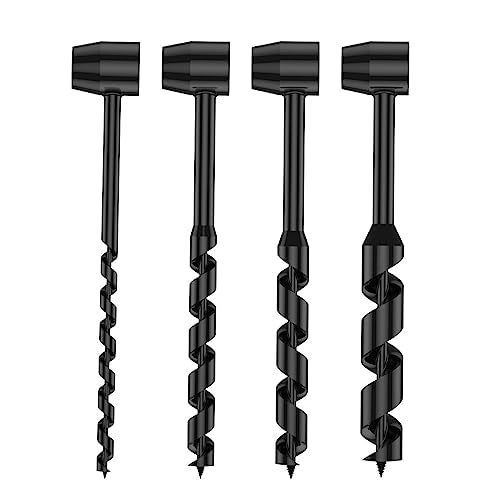 4 Pcs Hand Auger Wood Drill,Bushcraft Gear Hand Auger Drill Survival Tools Scotch Eye Wood Auger Hand Drill Bushcraft Auger Tool for Akorbom
