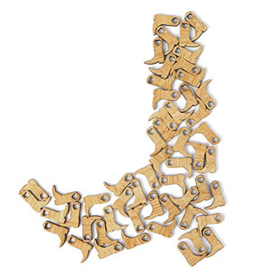 Supvox 50pcs Wooden Cowboy Boots Craft Miniature Wood Cutouts for DIY Crafts Embellishments Wedding Party Decoration