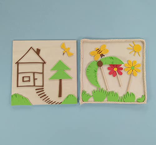 RIVERKING Square Wood Sheets, Unfinished Poplar Plywood for Arts Crafts and DIY Projects (10 pcs, 8 x 8 x 0.1 Inch) RIVERKING