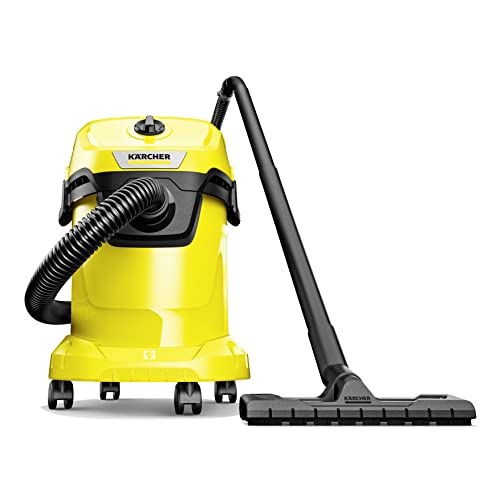 Kärcher - WD 3 Multi-Purpose Wet-Dry Shop Vacuum Cleaner - 4.5 Gallon - With Attachments – Blower Feature, Compact Space-Saving Design - 1000W,Yellow Karcher