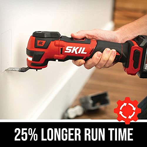 SKIL PWRCore 12 Brushless 12V Oscillating Tool Kit with 40pcs Accessories, Includes 2.0Ah Lithium Battery and PWRJump Charger - OS592702, Red Skil