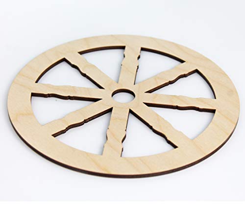 Colonial Style Wagon Wheel Unfinished Wood Laser Cut Out Cutout Shape Crafts Sign DIY Ready to Paint or Stain Texan Wood Crafts