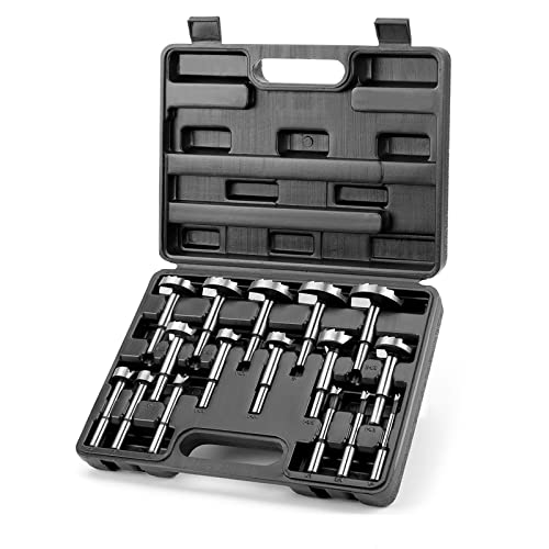 COMOWARE Forstner Bit Set - 16 Pcs Forstner Drill Bits Set for Wood, Auger Opener Round Shank Drilling Cutting Tool for Woodworking COMOWARE