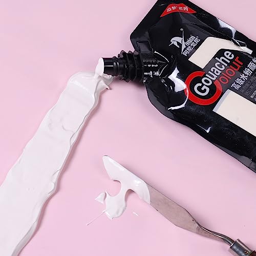 Gouache Paint, White Color 100 ml Non-Toxic Gouache for Canvas and Paper, Gouache Opaque Watercolor Painting Perfect Art Supplies for Artists, Henyiewl