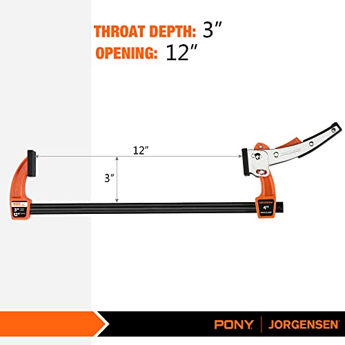 Jorgensen 12-inch Bar Clamp Set, Bar Clamp for Woodworking, Quick Release Gear Clamp with 600 lbs Load Limit - 2 Pack Jorgensen