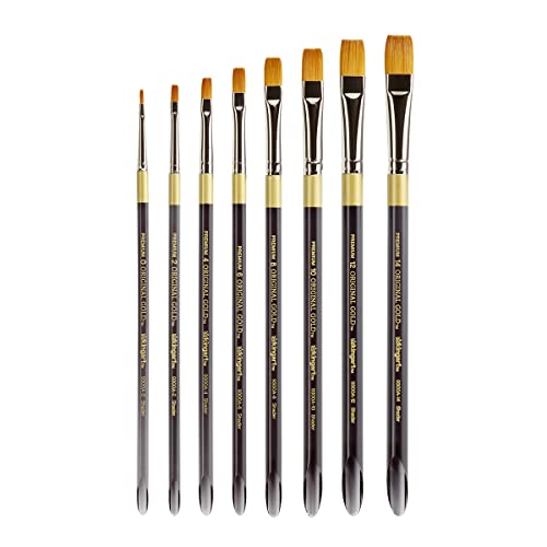 KINGART Original Gold Aqua Acrylic Handle 9300A Series, Beveled Edge Scraper, Premium Golden Taklon,100% Synthetic, Multimedia Artist Brushes, Gift KINGART