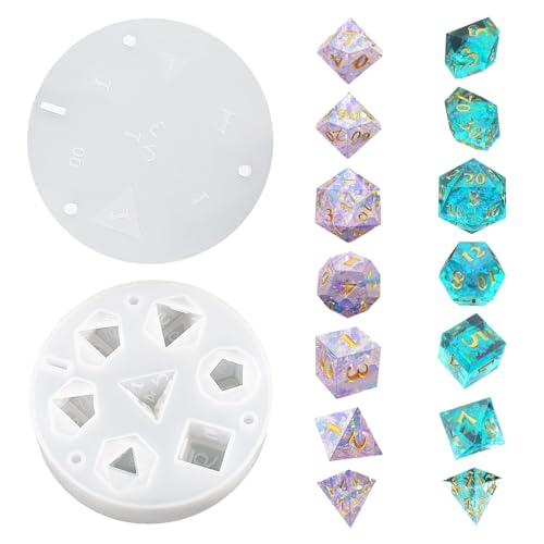 Dice Molds for Resin, 7 Shapes Sharp Edge Dice Silicone Mold with 7 Dice  Holes for Resin Casting DND Games, Smooth Finish Easy Demolding High  Toughness