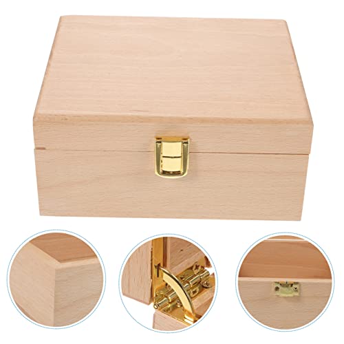 VOSAREA 1pc High-end Storage Wooden Box Wood Diy Craft Case Wooden Jewelry Wood Holder Jewelry Organizer Tray Unfinished Wooden Case Storage Cubes VOSAREA