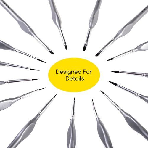 MEEDEN Miniature Paint Brush Set,15 Tiny Professional Fine Tip Detail Paint Brushes, Detailing Paintbrushes for Acrylic Watercolor Oil Painting- MEEDEN