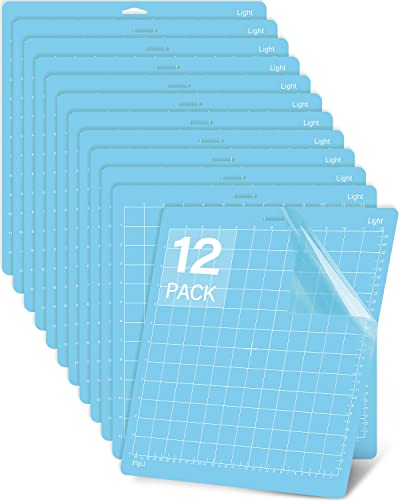 Gwybkq Cutting Mat for Cricut Maker 3/Maker/Explore 3/Air 2/Air/One 12 Pack 12x12 Adhesive Sticky Light Cut Mats Replacement Accessories Quilting Gwybkq
