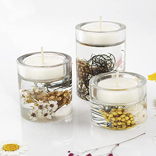 Actvty Tealight Candle Holder Resin Molds, Set of 3 Cylindrical Candlestick Epoxy Casting Silicone Molds for Resin DIY Crystal Votive Candle Holders Actvty