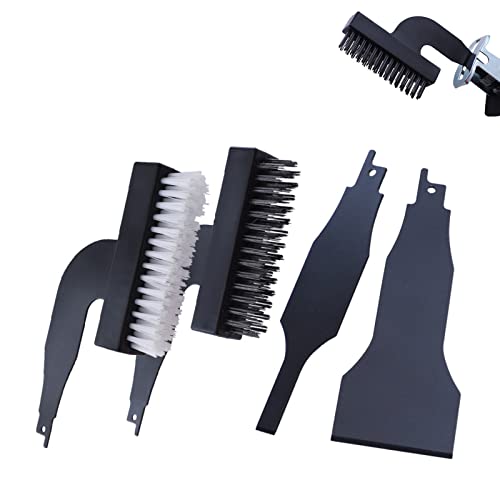 4 pcs Rust Removing Brush Shovel Set Nylon Wire Abrasive Brushes Reciprocating Blade Sabre Saw Cleaning Tool for Tile Cleaning, Floor Mud Cleaning, Walfront
